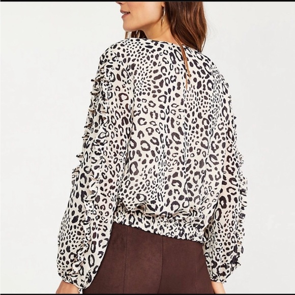 NWT Ann Taylor Ruffle Sleeve Cinched Hem Top - Picture 2 of 8